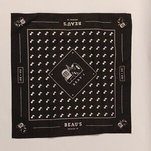 RARE BEAU'S Brewery Neck Tie Handkerchief Pocket Square Black and White Beer